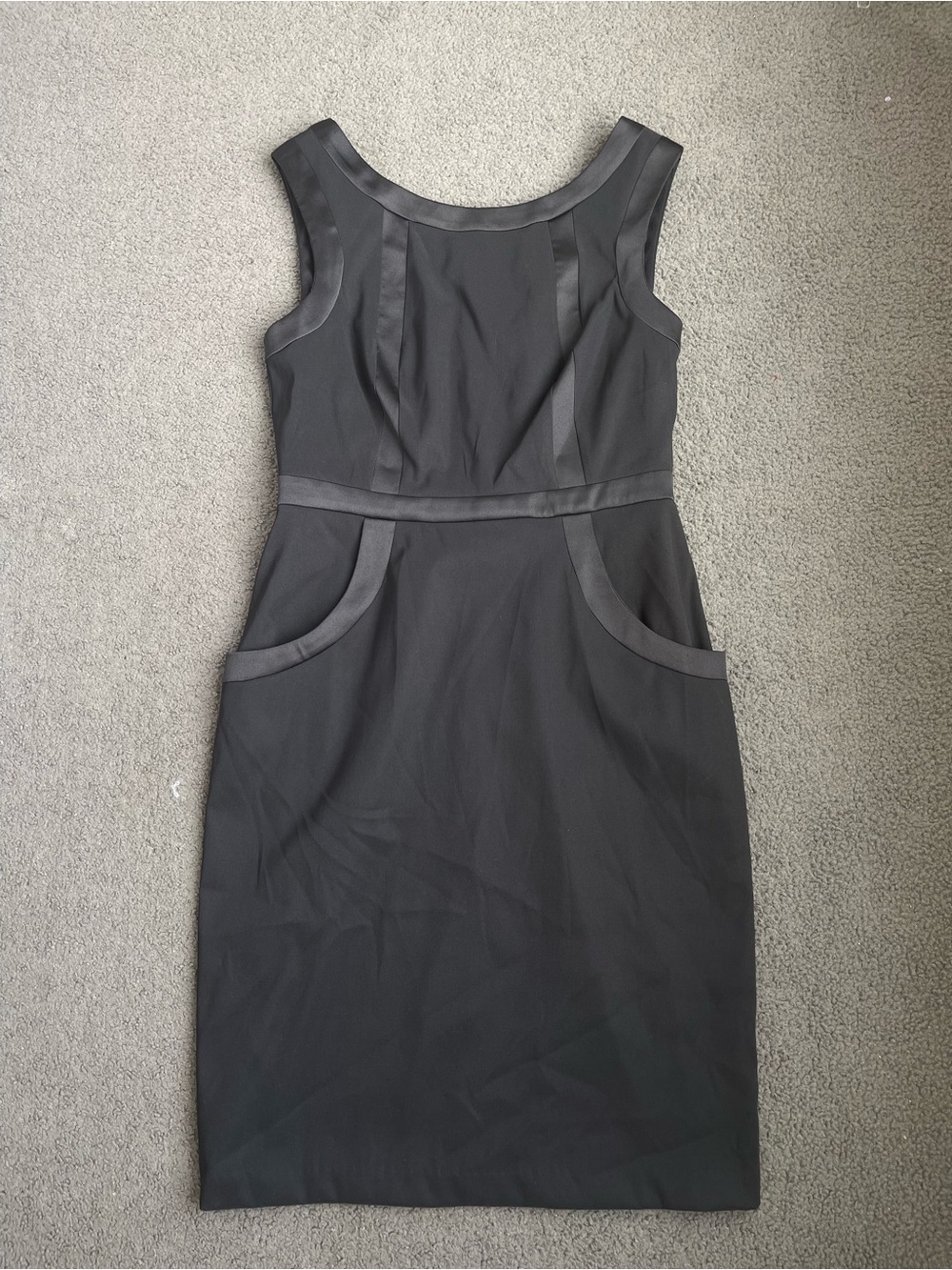 connected apparel Black Midi Sheath Dress with Trim